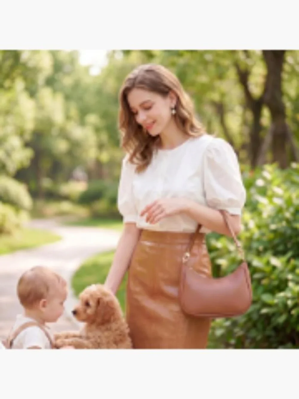 PU Leather Hobo Shoulder Bag for Women, Cute Tote Handbag with Zipper Closure